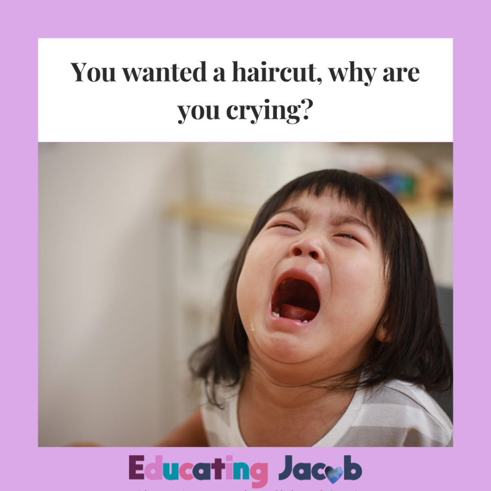 This is not Jacob pictured but the crying is what happened when haircuts first started!