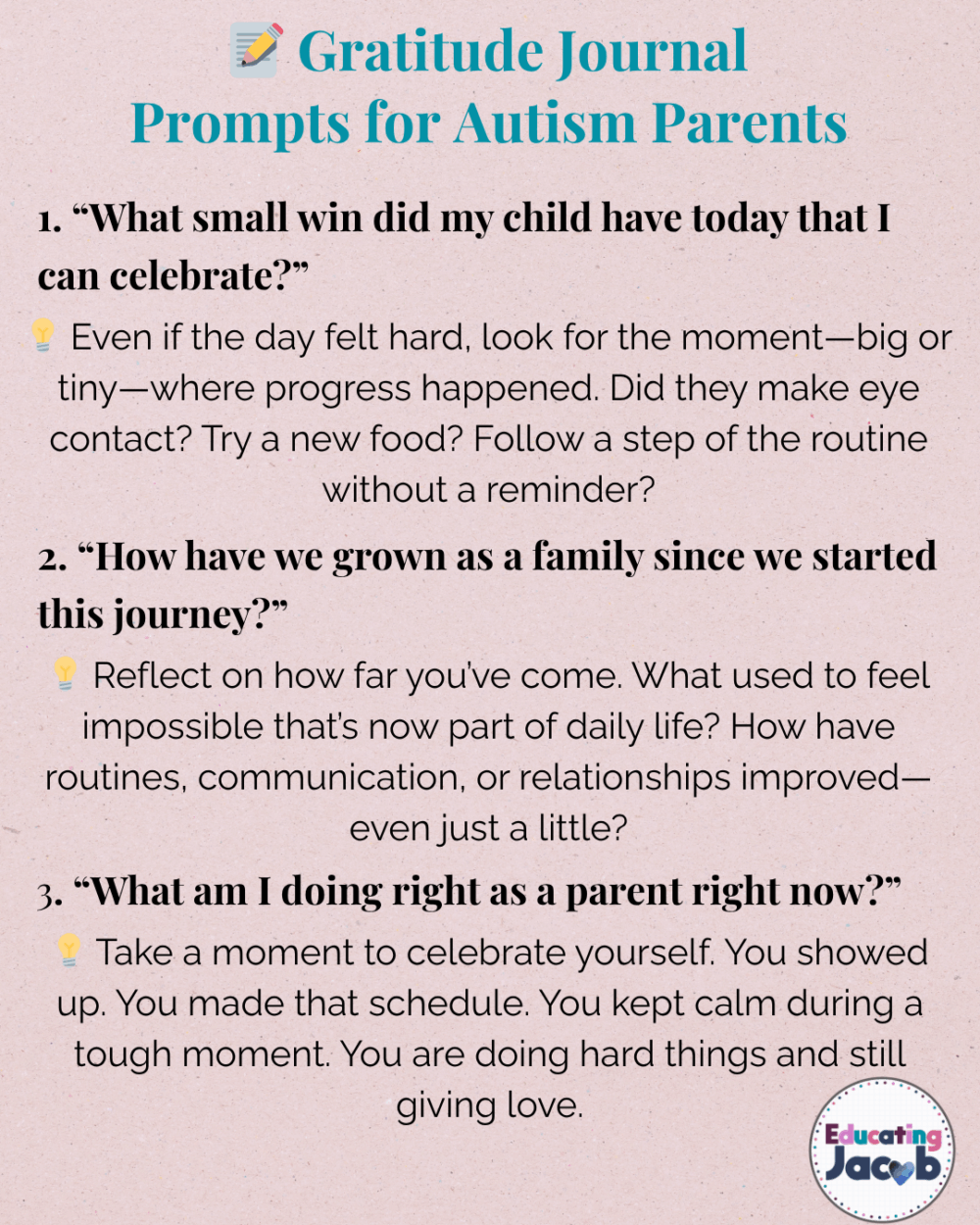 special needs child 📝 Gratitude Journal Prompts for Special Needs Parents